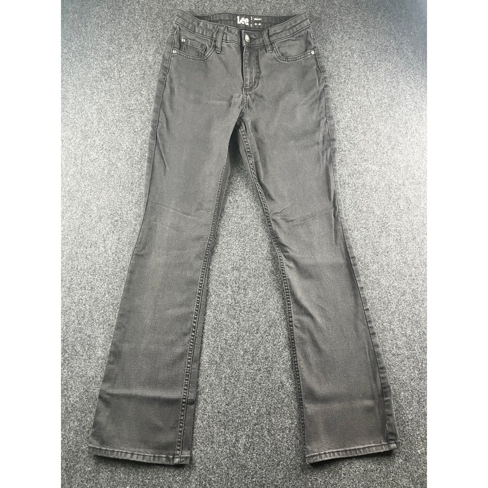 Lee Regular Fit Bootcut Jeans Womens 4M Charcoal Gray Mid Rise Stretch Denim
